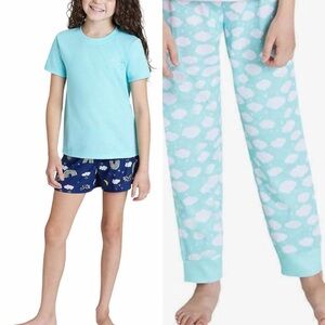 Eddie Bauer Kids 3 Pc Teal Cloud Printed PJ Set L (14/16)
